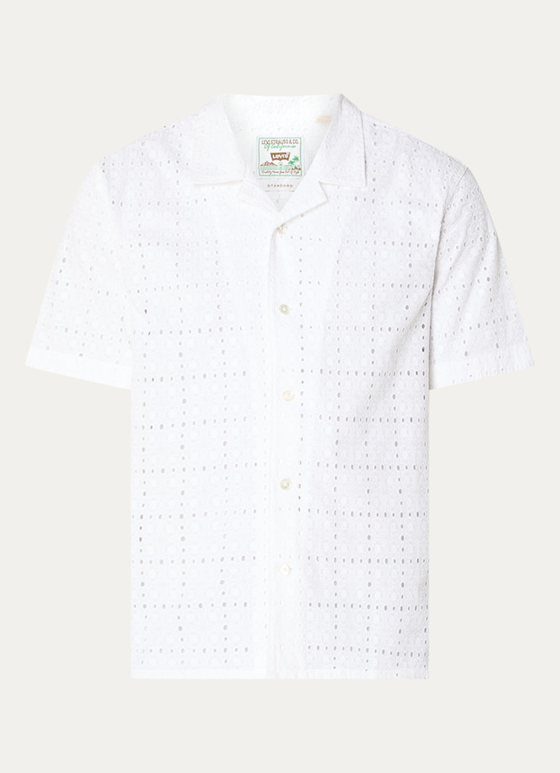 Levi's Regular fit overhemd met opengewerkt dessin - voorkant 3 wit