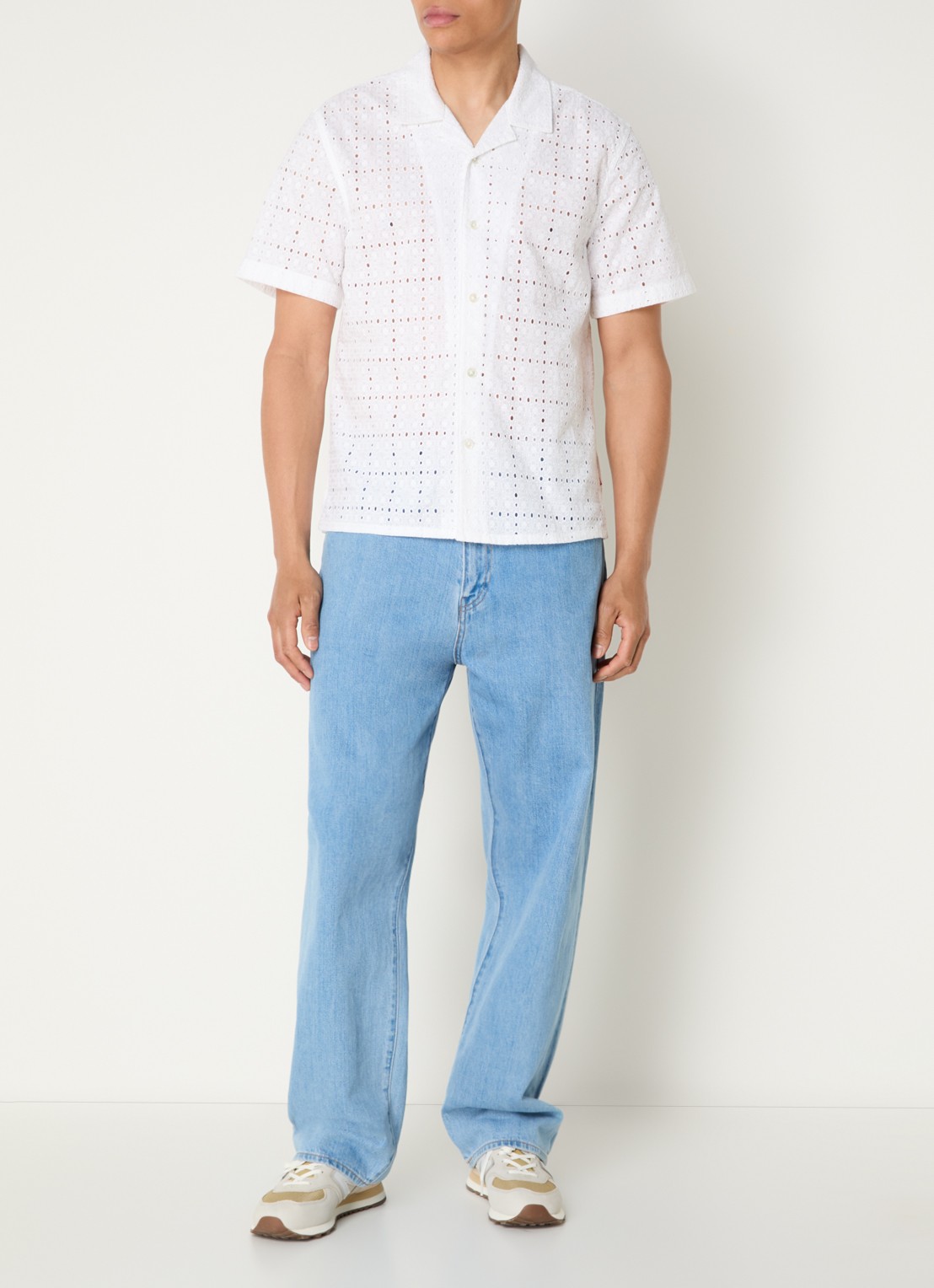 Levi's Regular fit overhemd met opengewerkt dessin - voorkant 4 wit