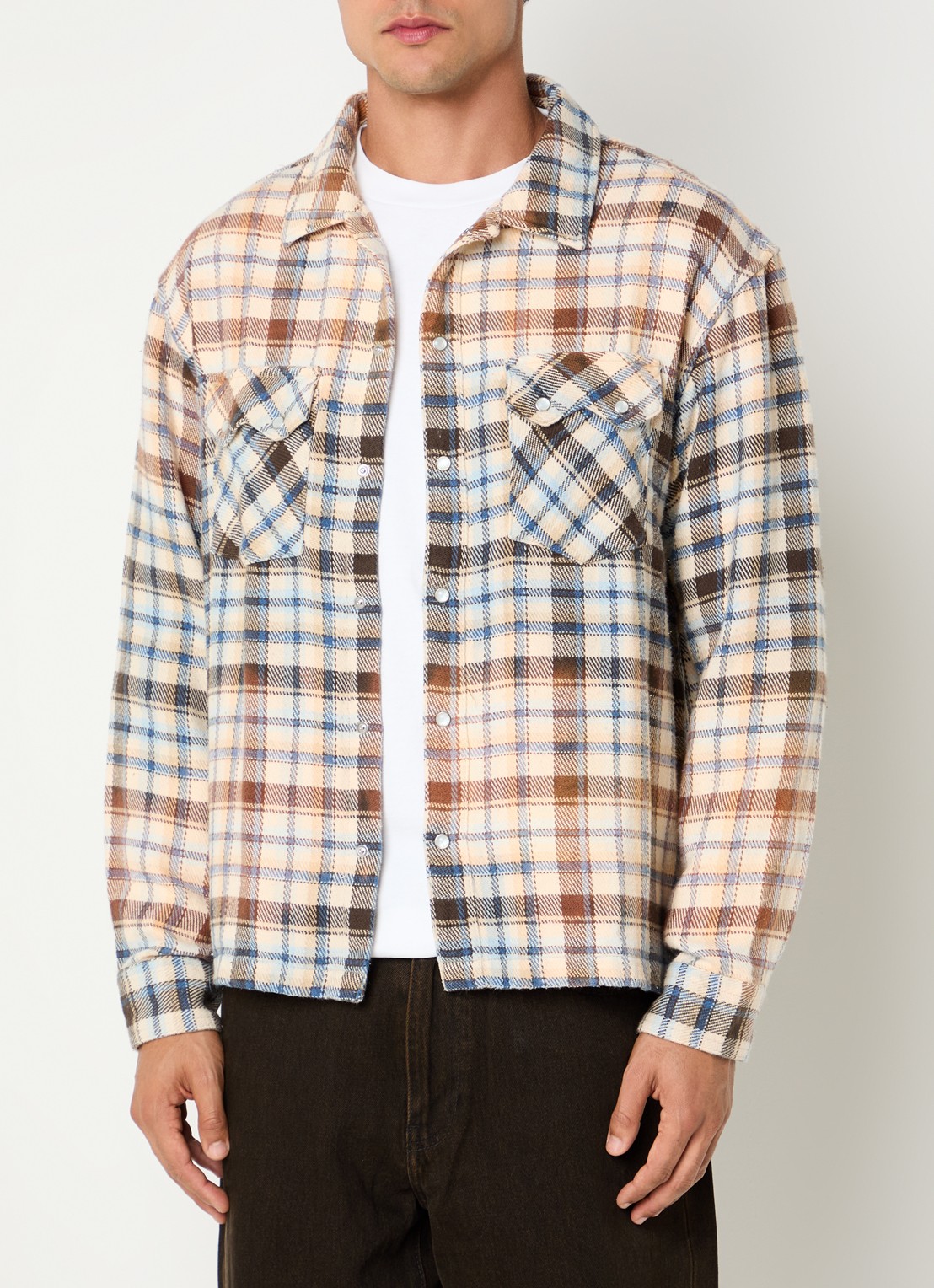 Levi's Regular fit overhemd met ruitdessin en borstzakken - detail creme