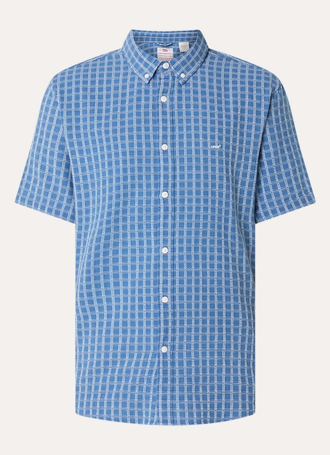 Levi's Regular fit overhemd met ruitdessin en logo - voorkant staalblauw