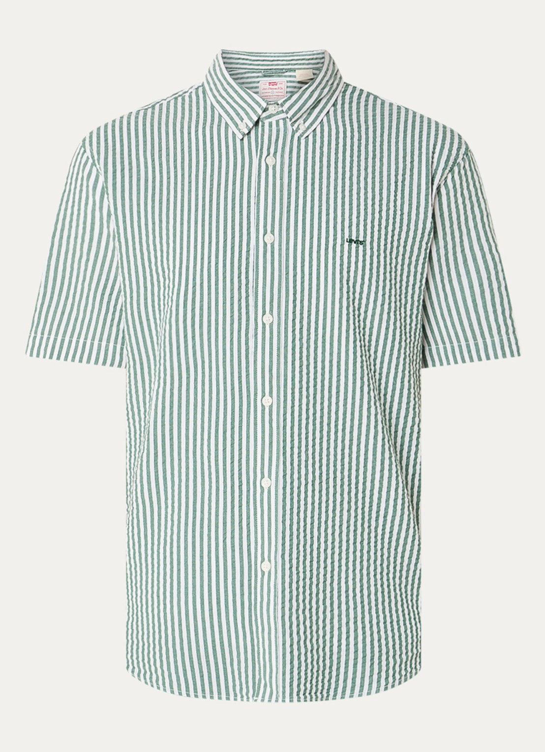 Levi's Regular fit overhemd met streepprint en logo - voorkant donkergroen