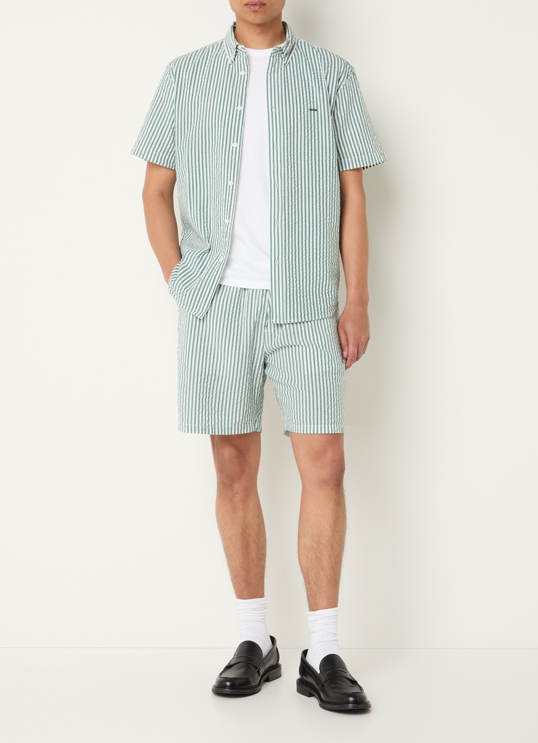 Levi's Regular fit overhemd met streepprint en logo - voorkant 2 donkergroen