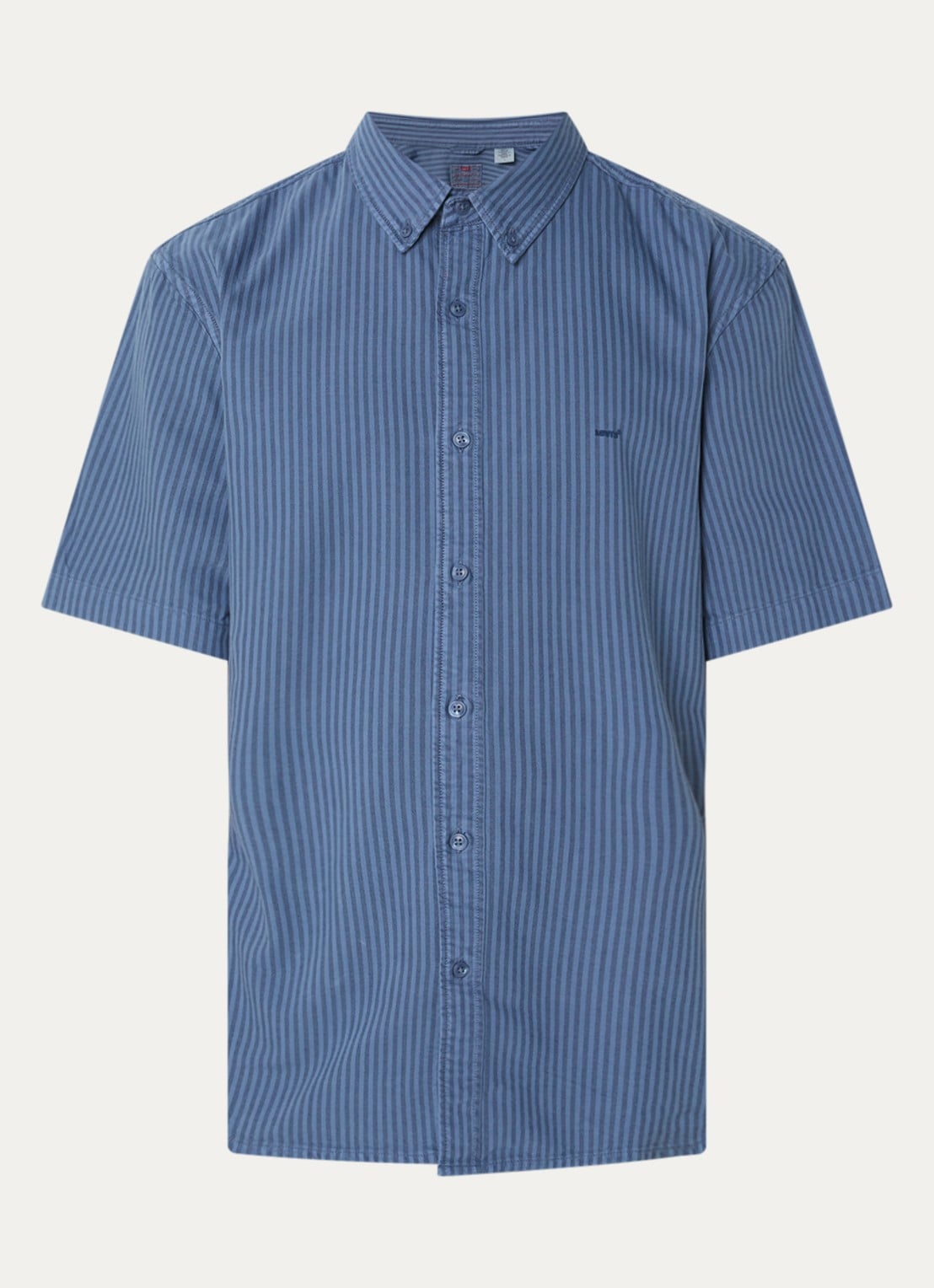 Levi's Regular fit overhemd met streepprint en logo - voorkant staalblauw