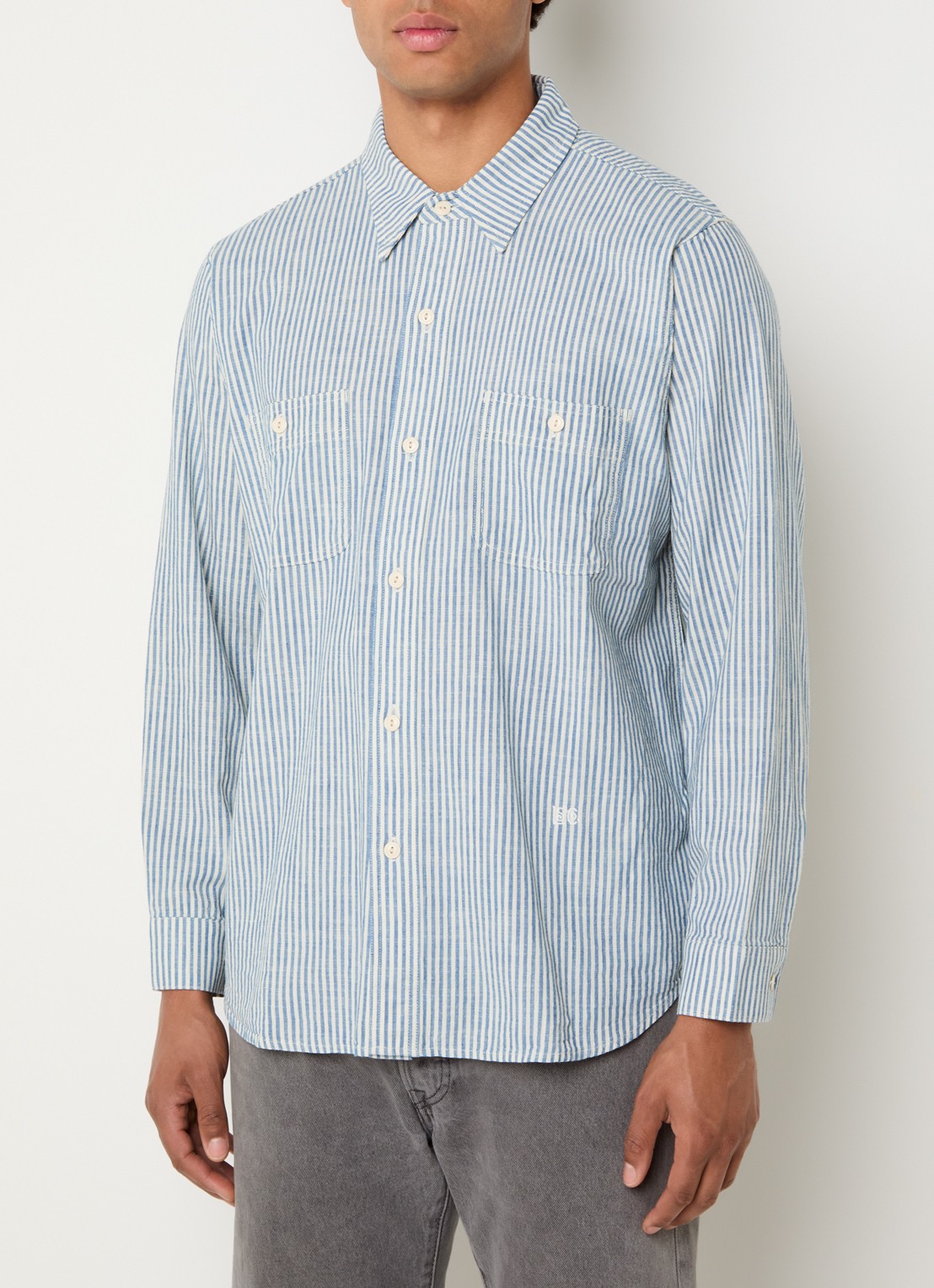 Levi's Regular fit overhemd met streepprint - detail 4 staalblauw