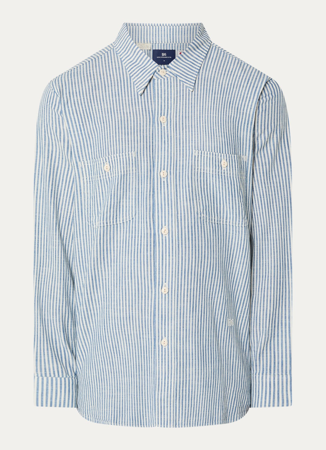 Levi's Regular fit overhemd met streepprint - voorkant staalblauw