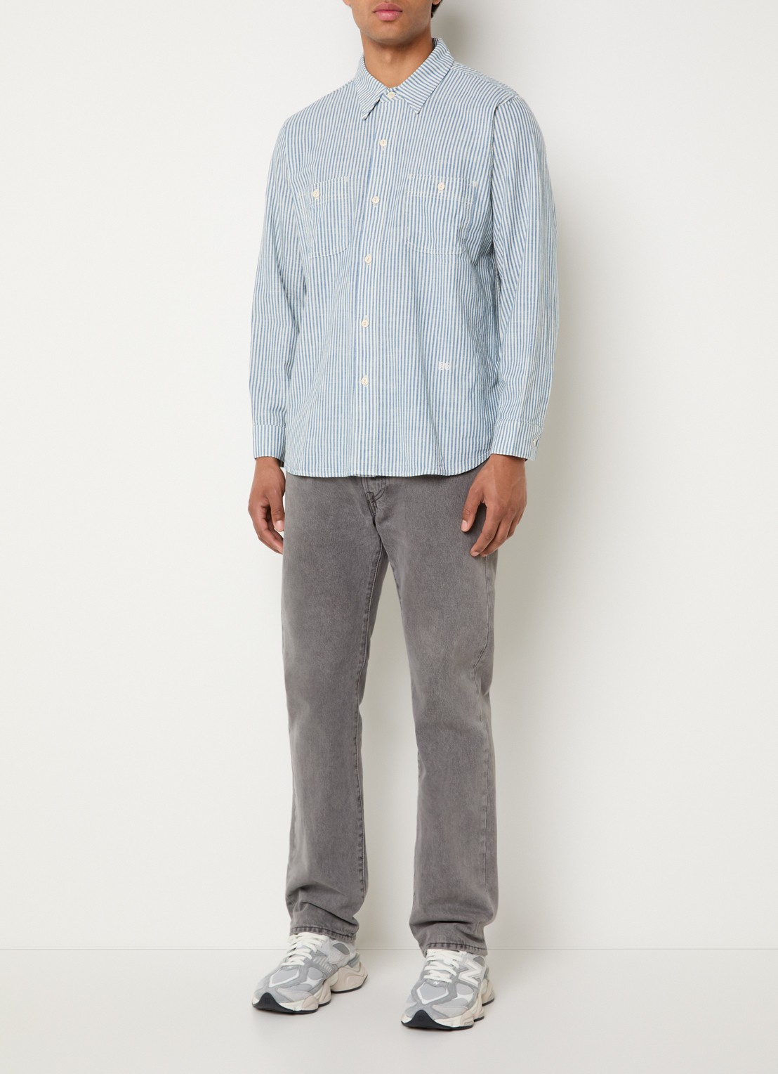 Levi's Regular fit overhemd met streepprint - voorkant 2 staalblauw