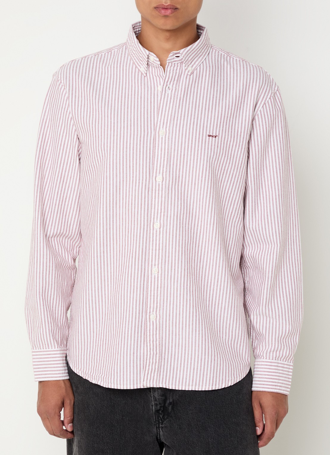 Levi's Regular fit overhemd met streepprint - detail 4 steenrood