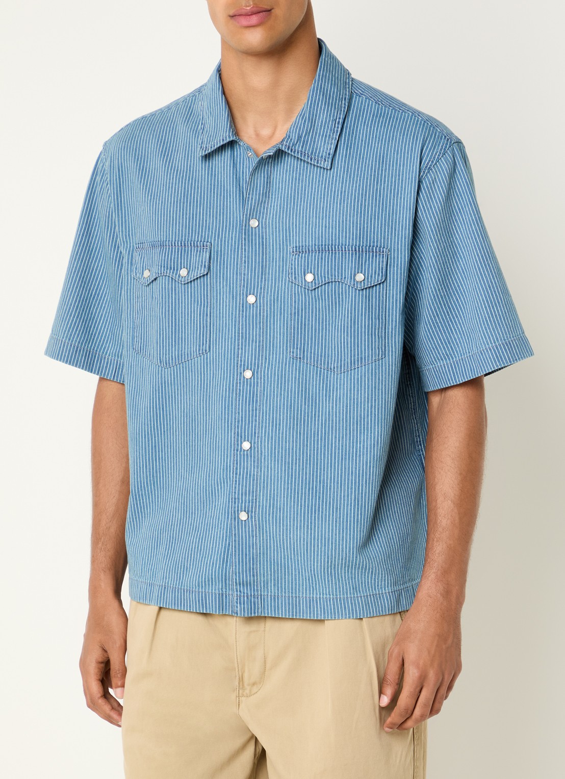 Levi's Regular fit overhemd met streepprint - detail 2 staalblauw