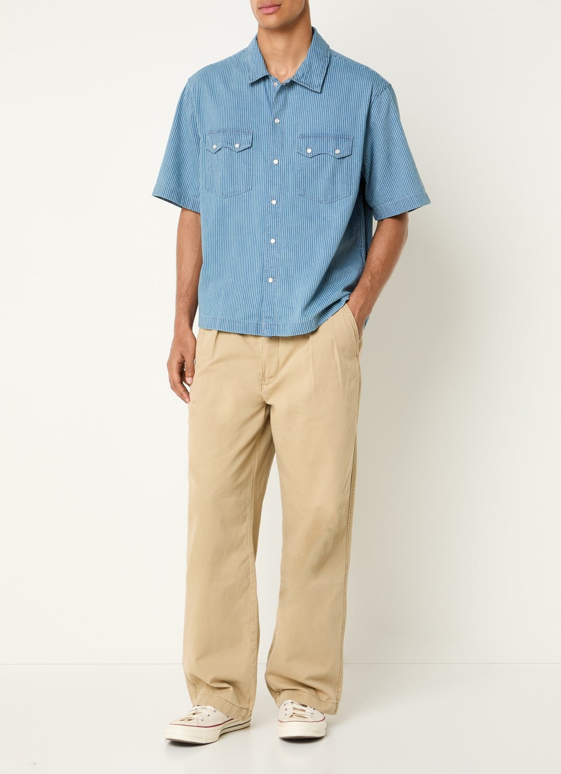Levi's Regular fit overhemd met streepprint - voorkant 4 staalblauw
