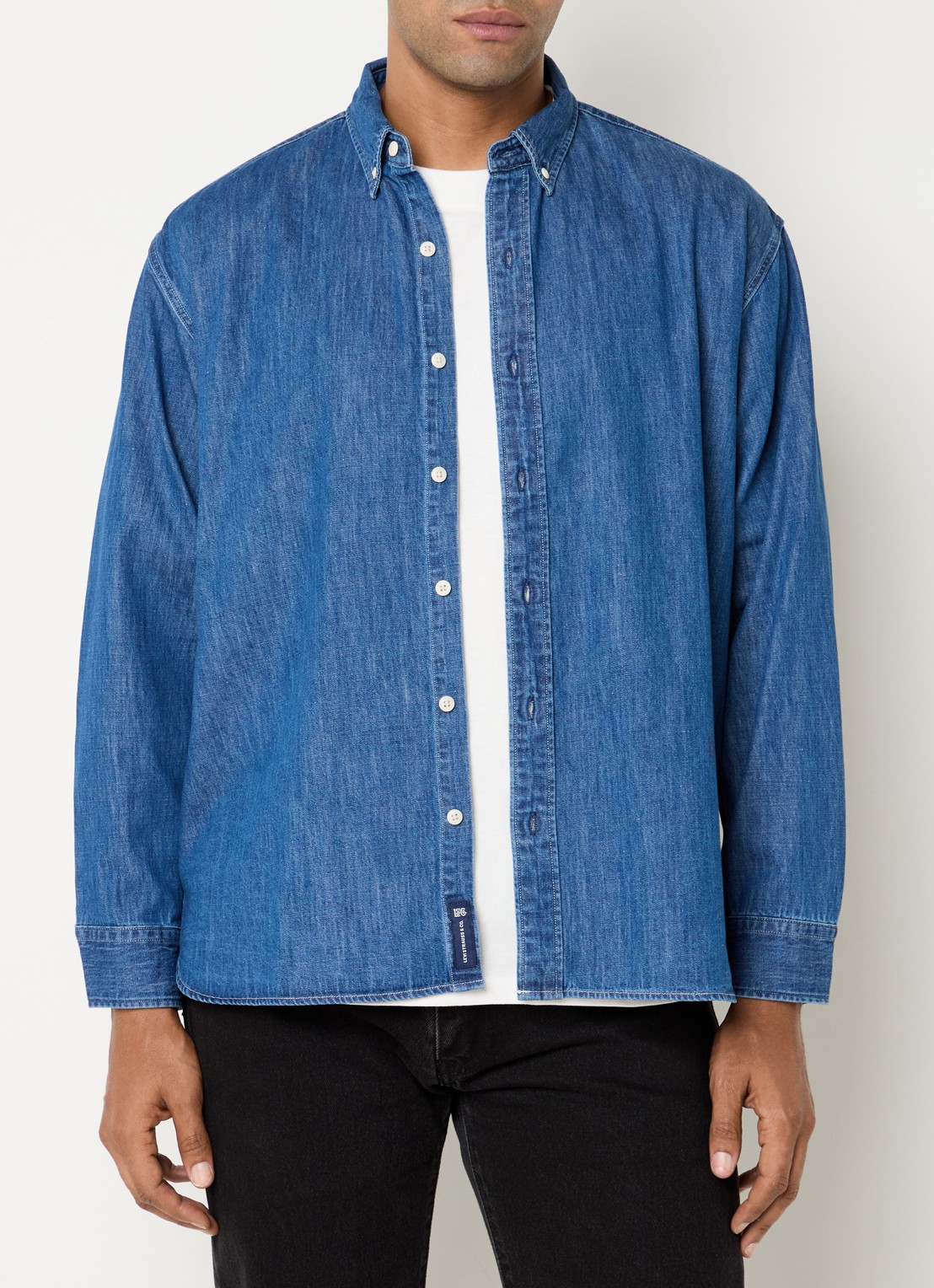 Levi's Regular fit overhemd van chambray met borstzak - detail indigo