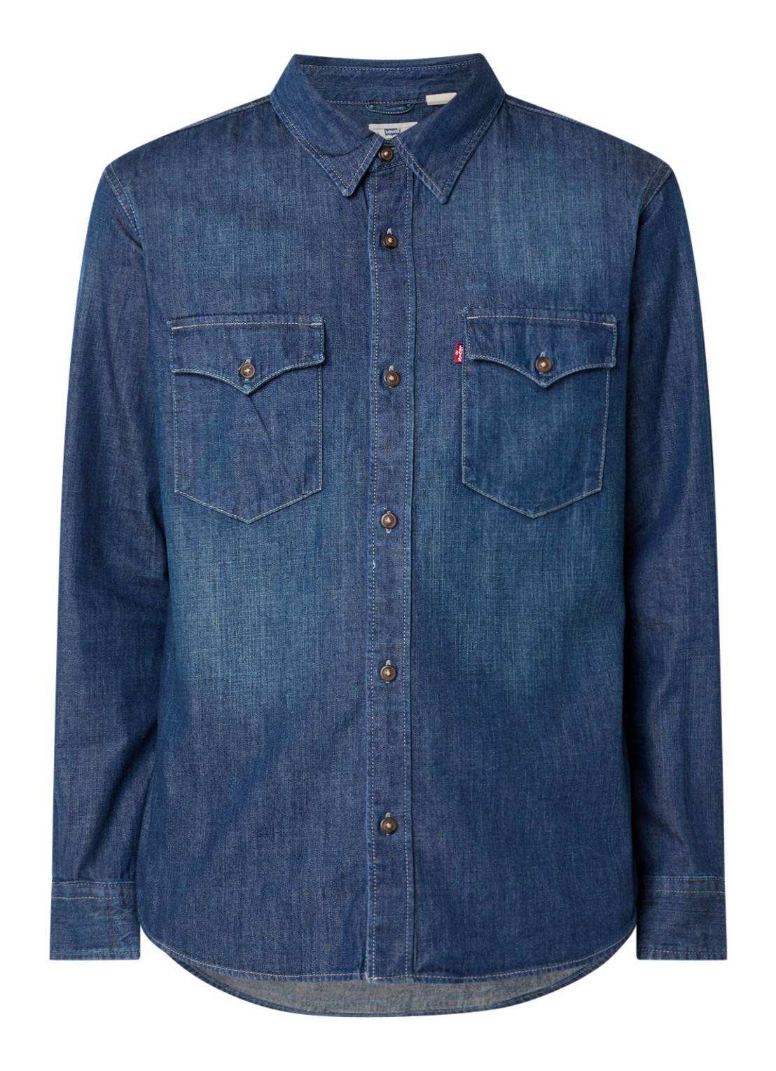 Levi's Regular fit overhemd van chambray - voorkant indigo