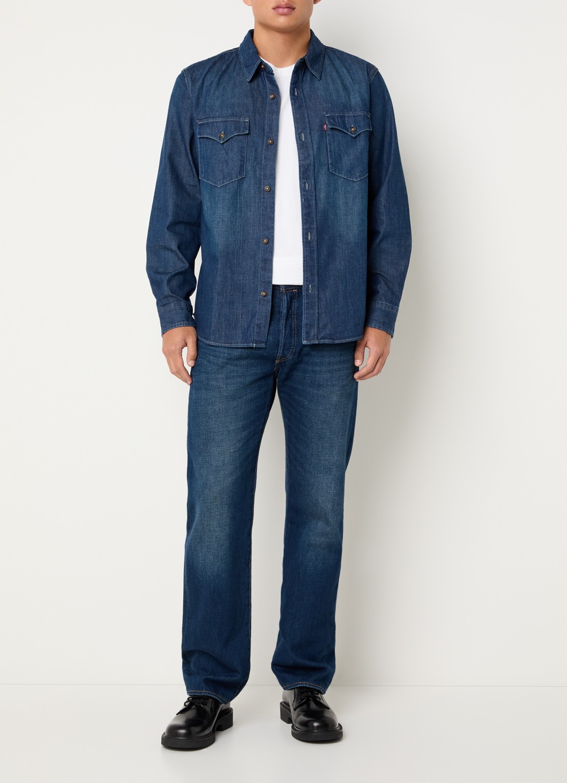 Levi's Regular fit overhemd van chambray - voorkant 2 indigo