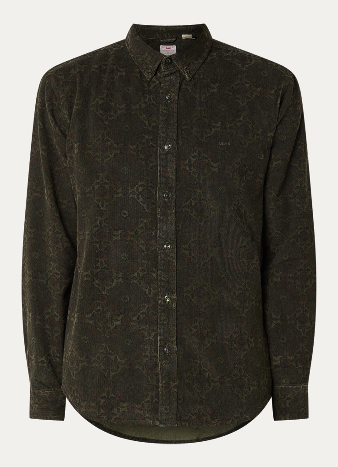 Levi's Regular fit overhemd van corduroy met print - voorkant 2 bronsgroen