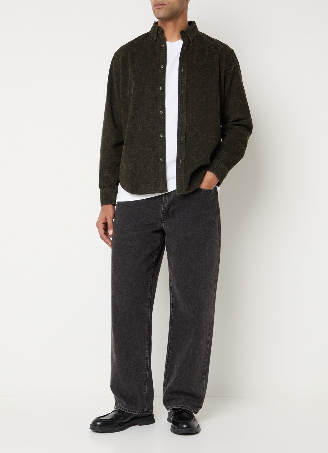 Levi's Regular fit overhemd van corduroy met print - voorkant 3 bronsgroen