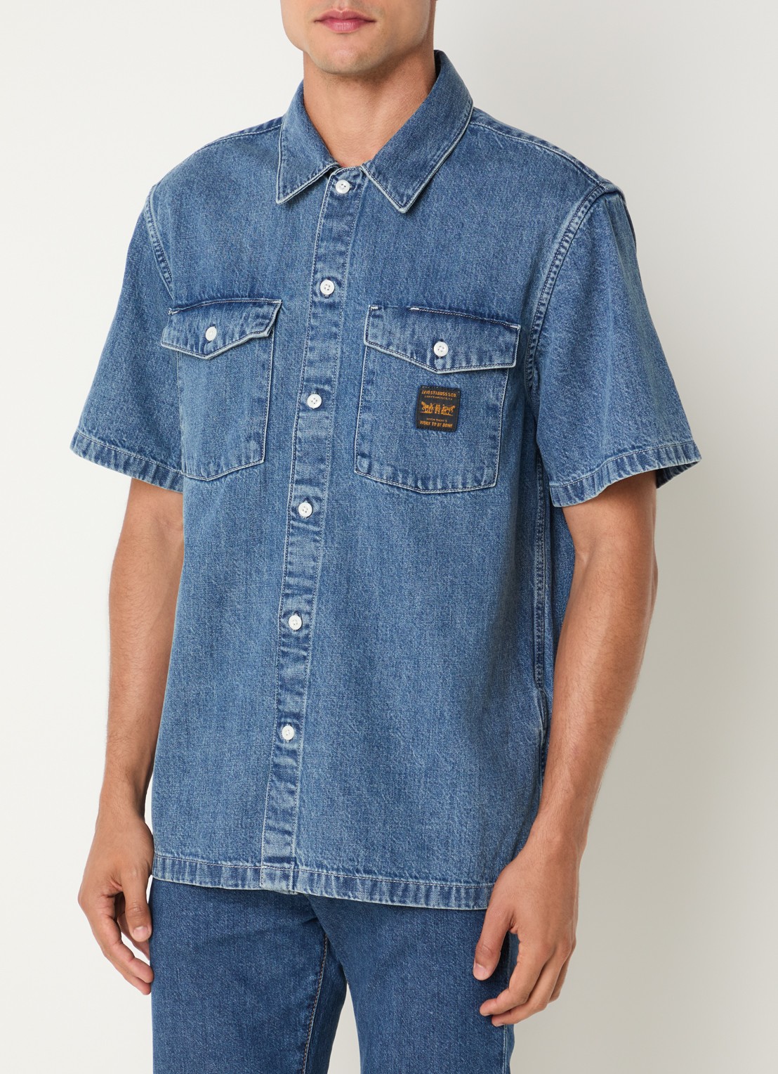 Levi's Regular fit overhemd van denim - detail 3 indigo