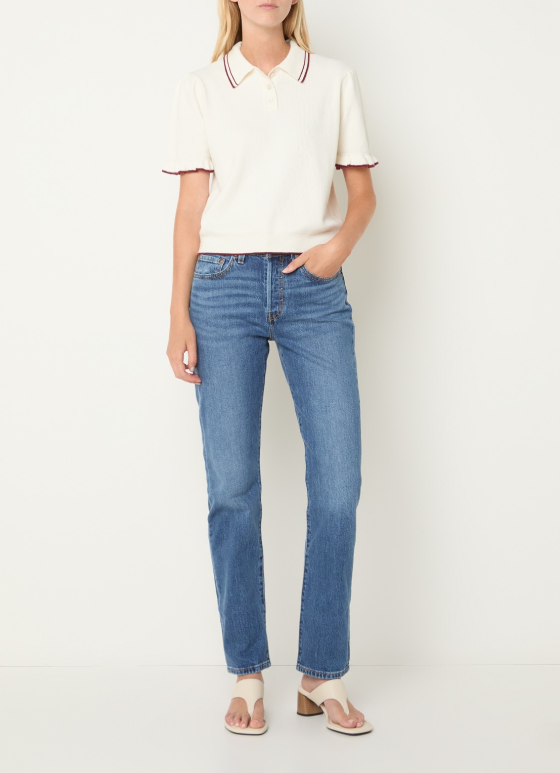 Levi's Regular fit polo met kraag - voorkant 2 wit