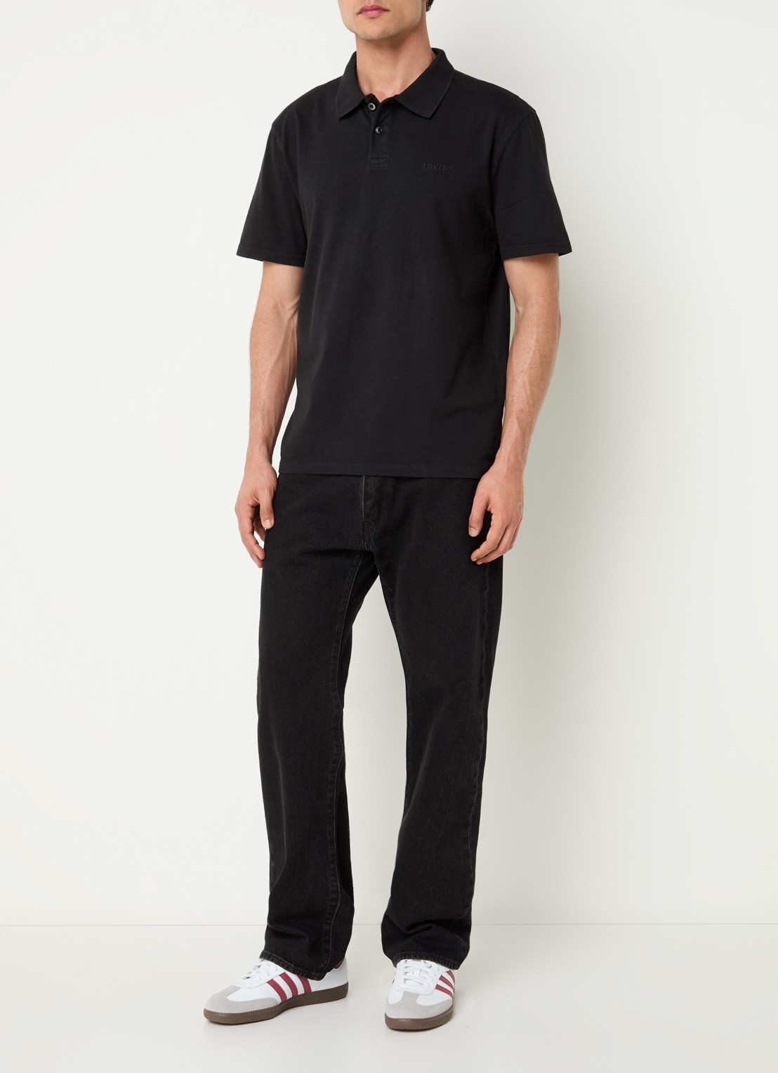 Levi's Regular fit polo met logoborduring - voorkant 2 zwart