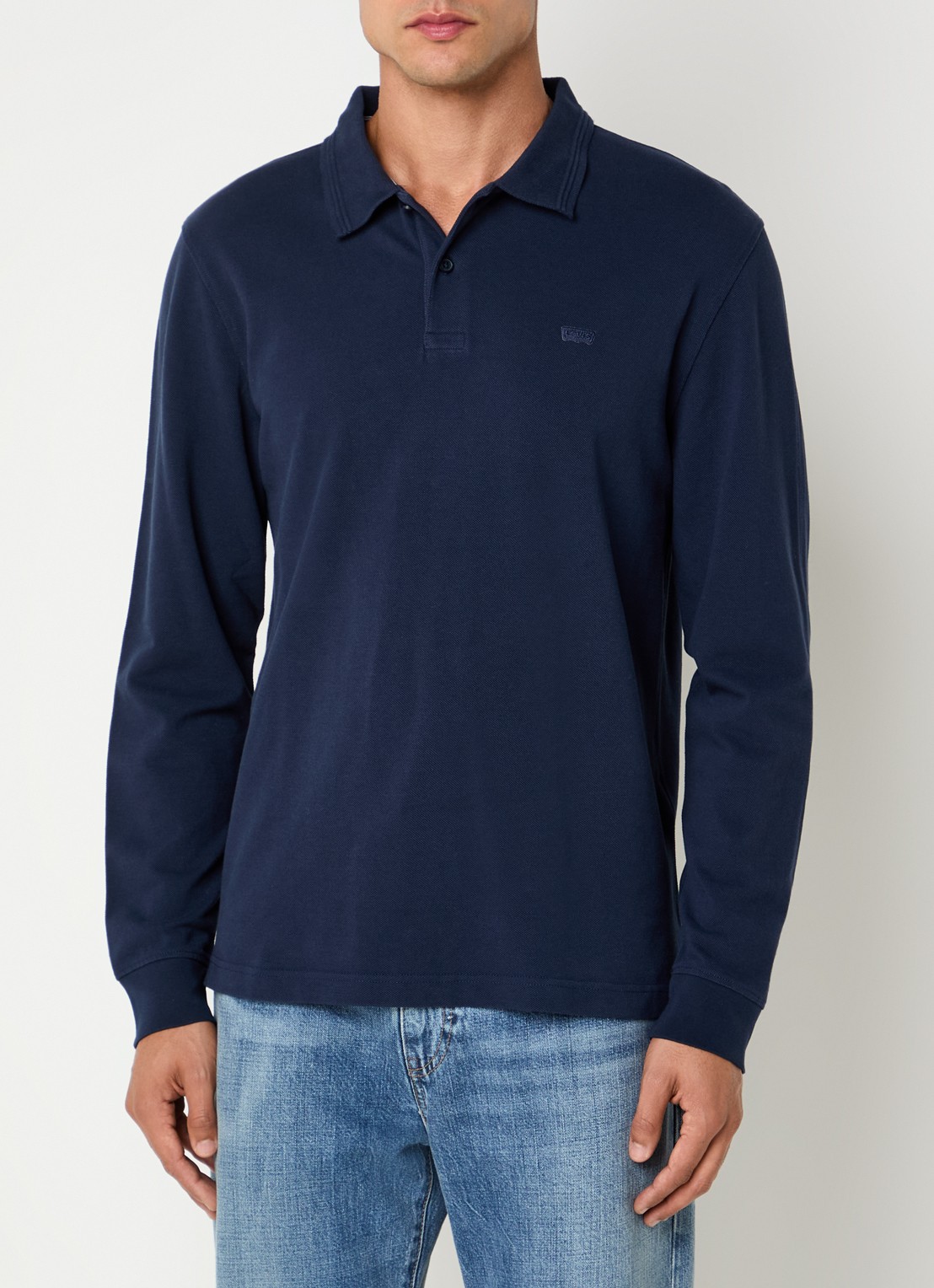 Levi's Regular fit polo met logoborduring - detail donkerblauw