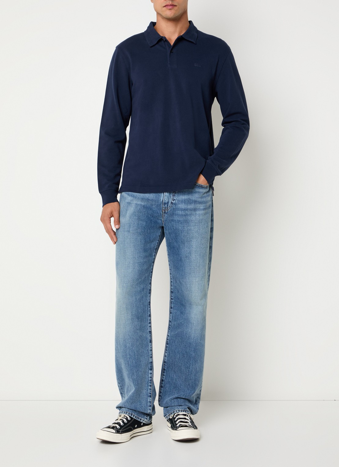 Levi's Regular fit polo met logoborduring - voorkant 4 donkerblauw