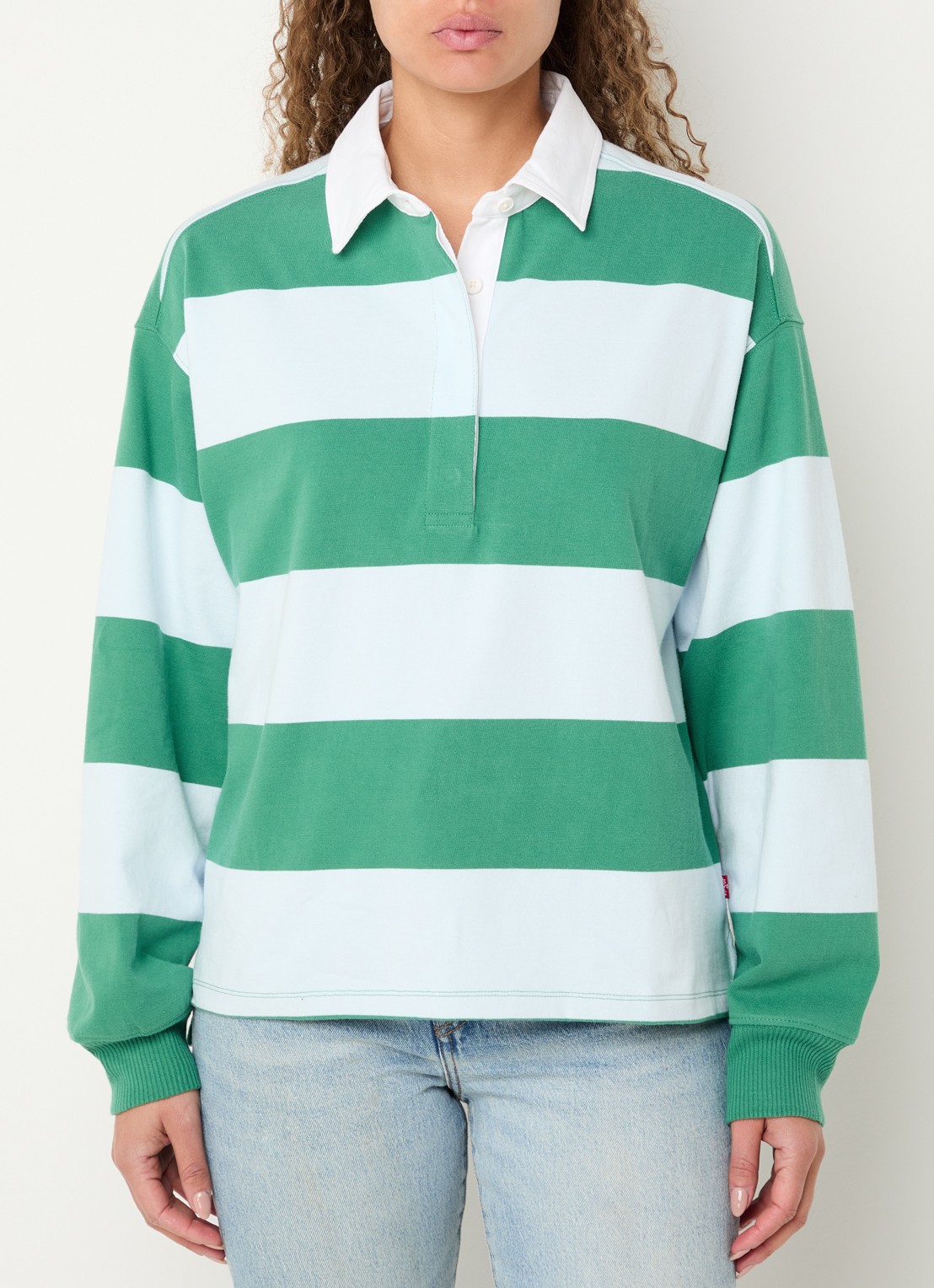 Levi's Regular fit polo met streepprint - detail 4 groen