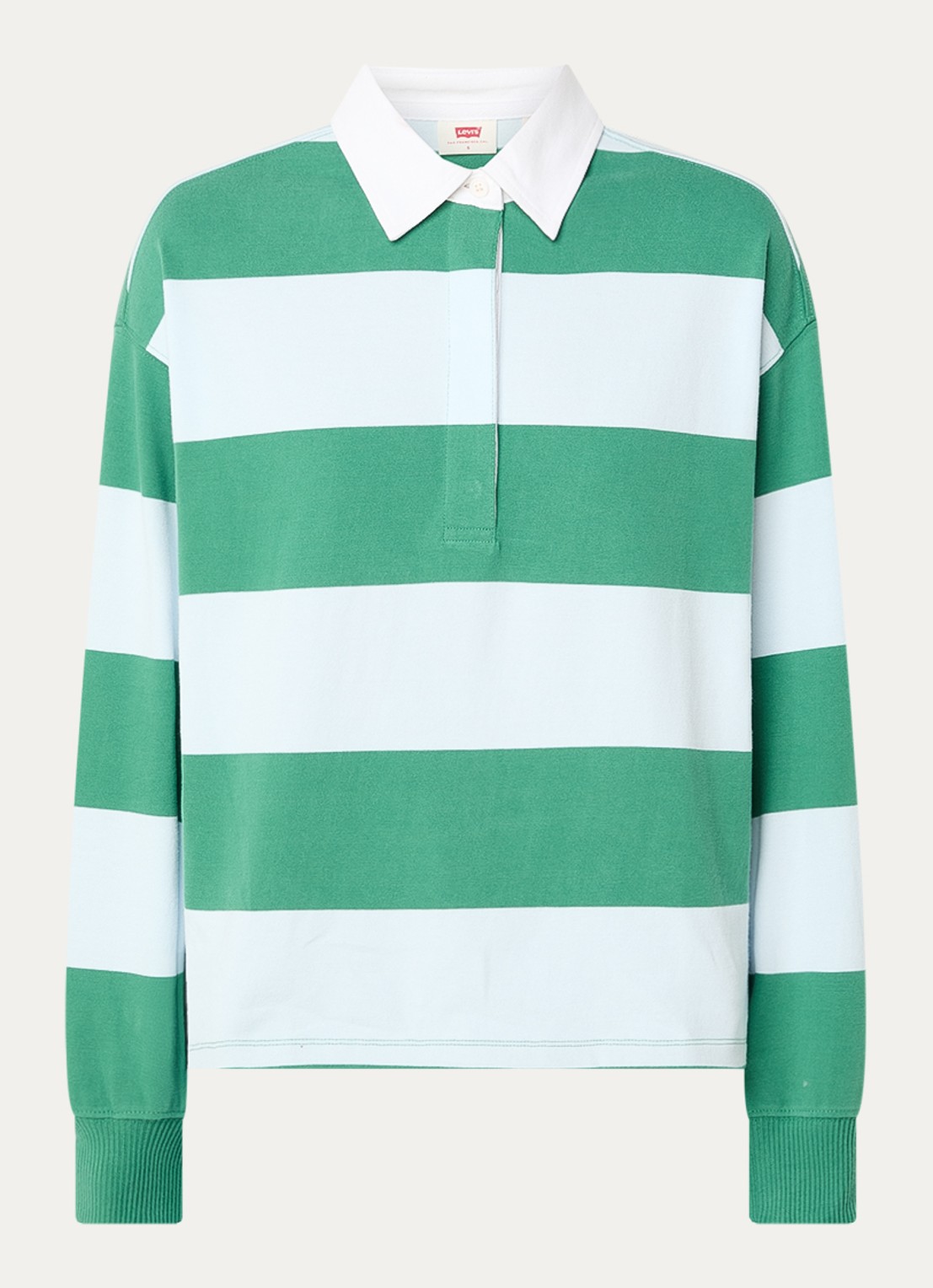 Levi's Regular fit polo met streepprint - voorkant groen