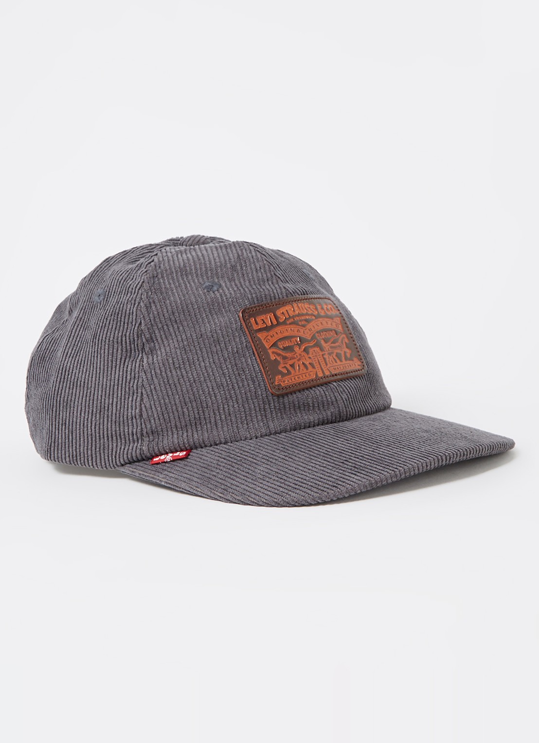 Levi's Relaxed Dad Heritage pet van corduroy met logo - voorkant donkergrijs