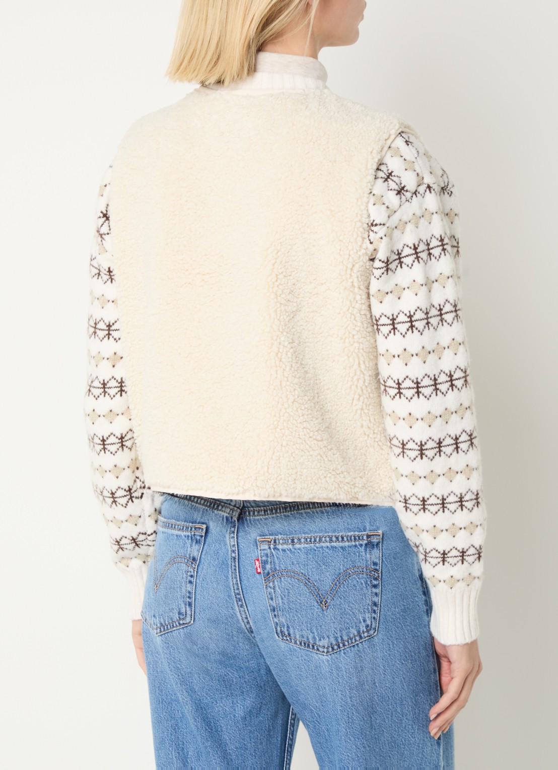 Levi's Rema gilet van teddy met opgestikte zakken - achterkant 3 beige