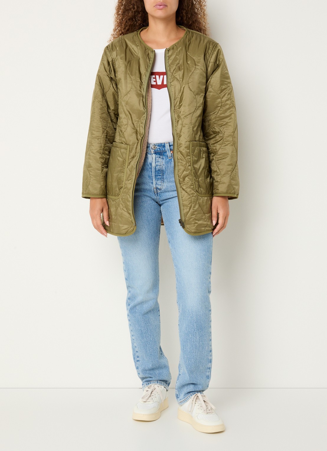 Levi's Reversible gewatteerde parka - voorkant 2 olijfgroen