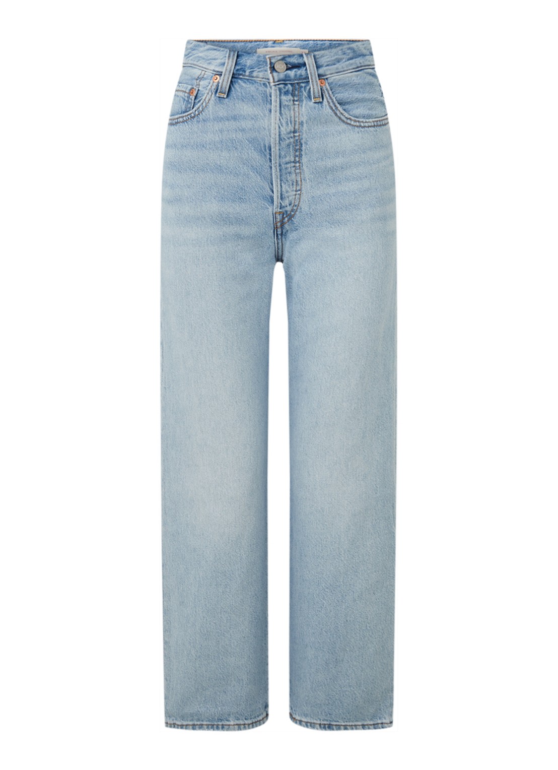 Levi's Ribcage high waist cropped straight leg jeans met lichte wassing - voorkant indigo