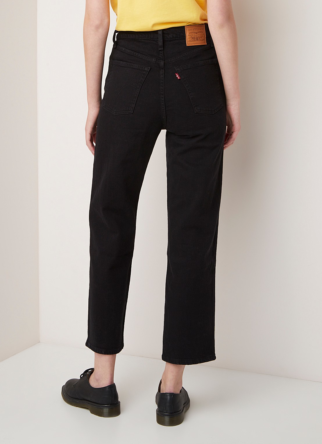 Levi's Ribcage high waist cropped straight leg jeans - achterkant 3 zwart