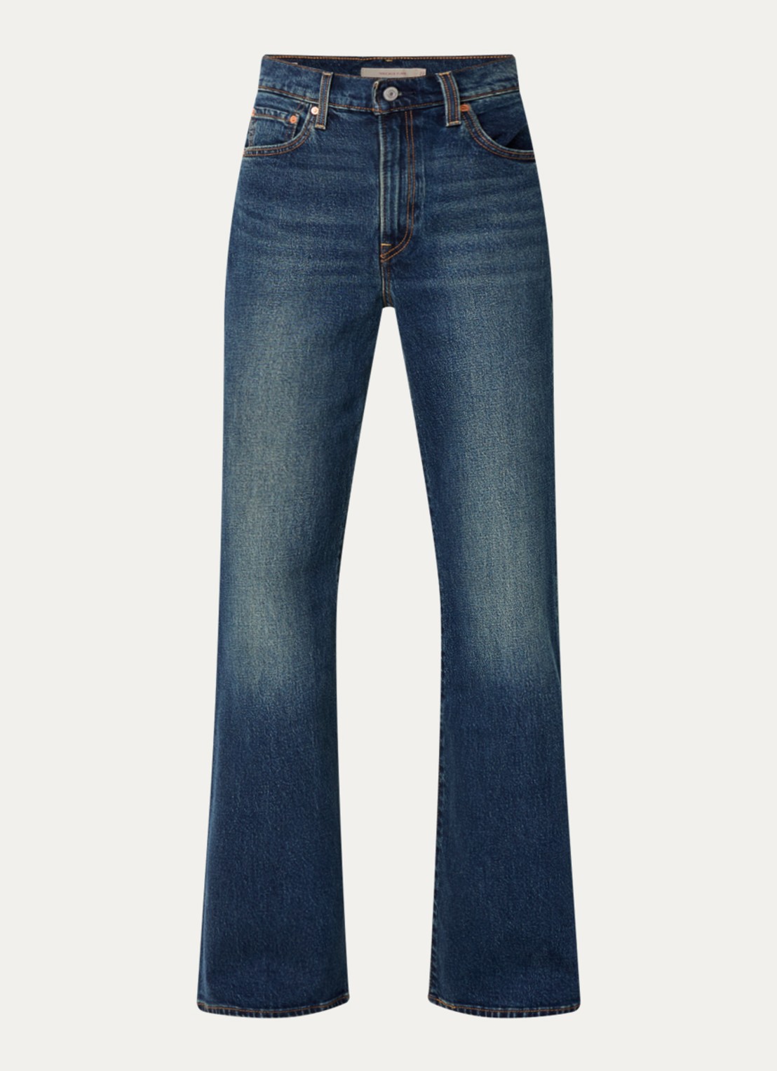 Levi's Ribcage high waist flared jeans met donkere wassing - voorkant indigo