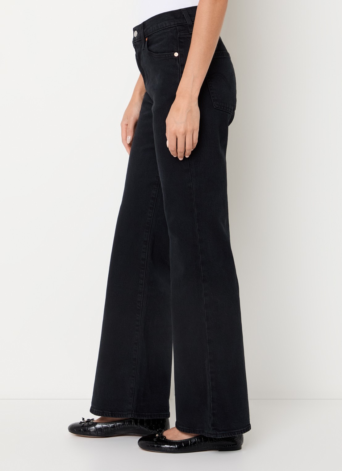 Levi's Ribcage high waist flared jeans met gekleurde wassing - detail 4 zwart