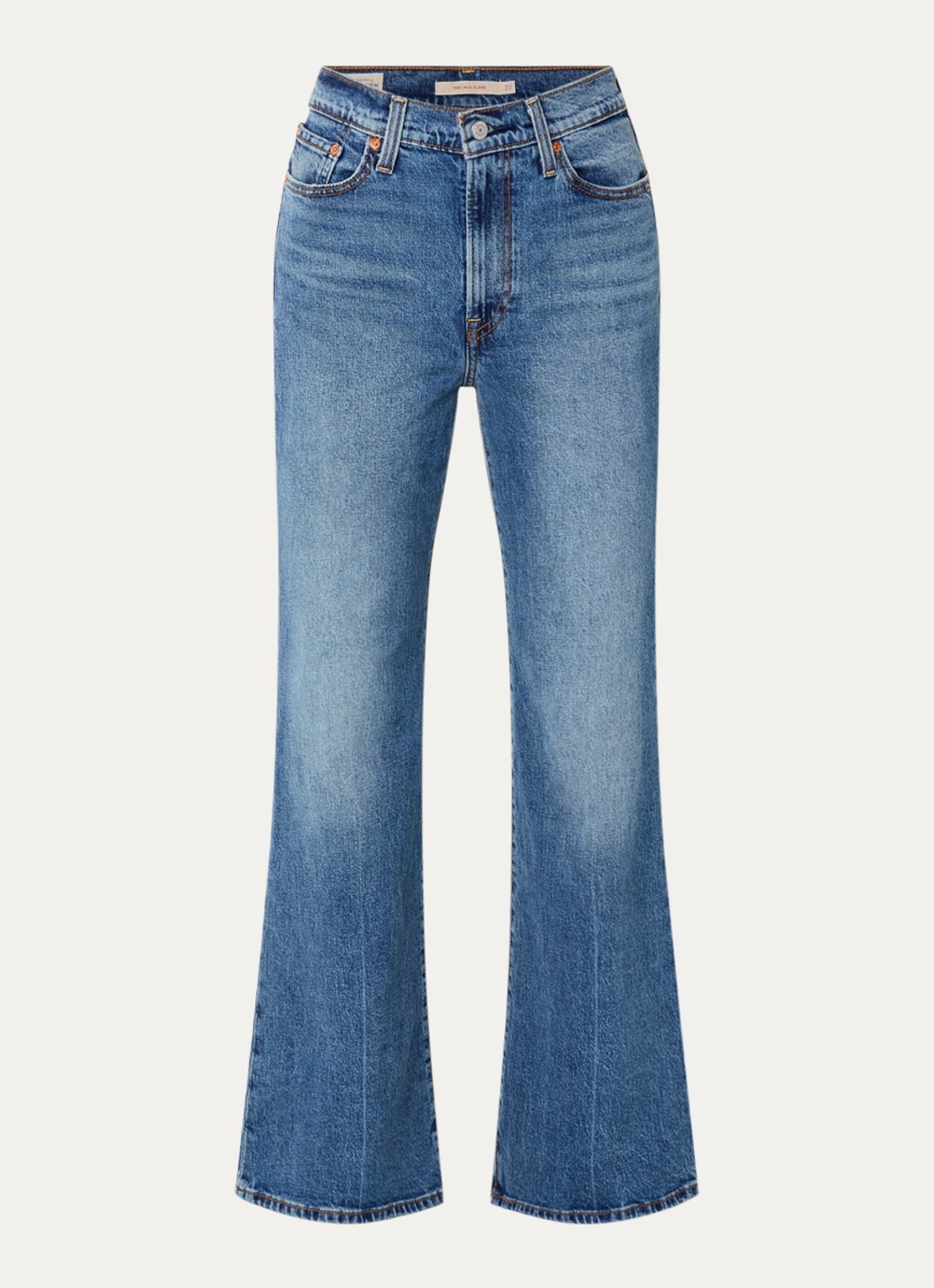Levi's Ribcage high waist flared jeans met lichte wassing - voorkant indigo