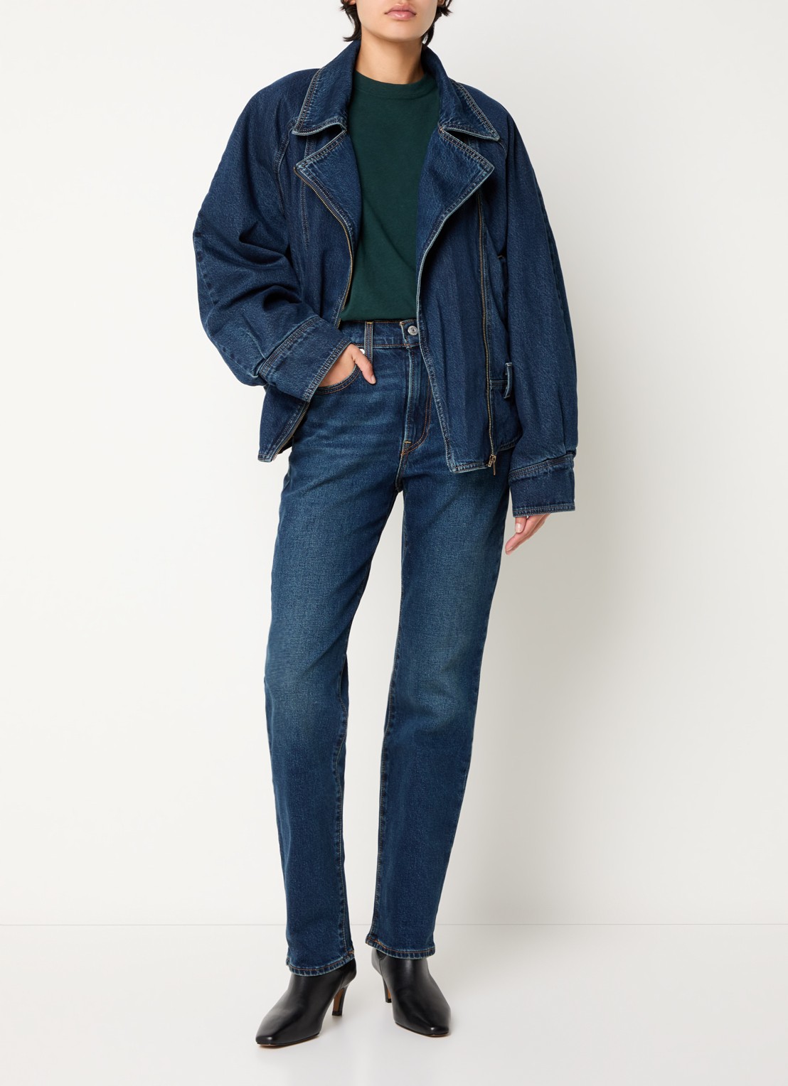 Levi's Ribcage high waist slim fit jeans met donkere wassing - voorkant 5 indigo