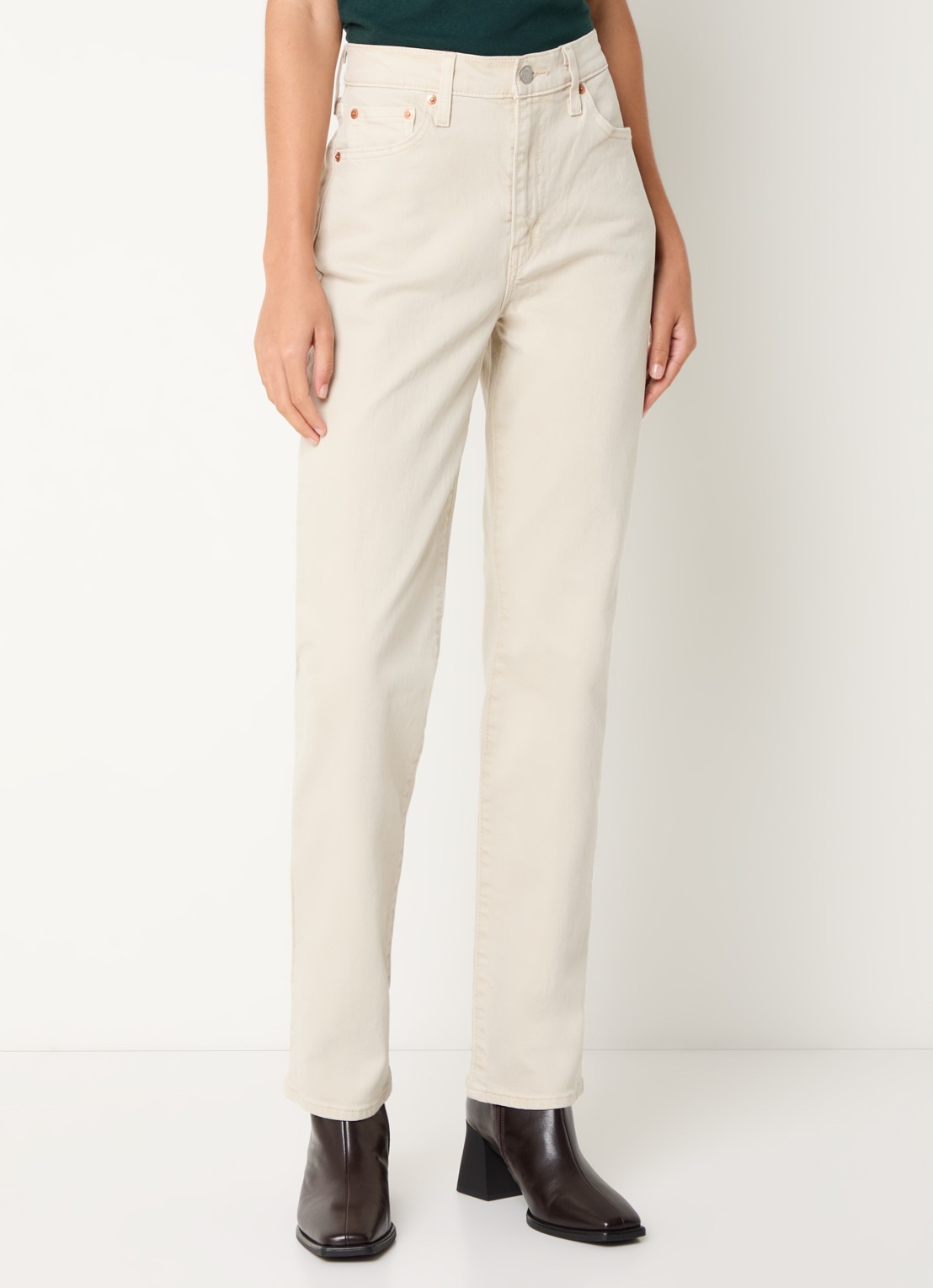 Levi's Ribcage high waist slim fit jeans met gekleurde wassing - detail 3 beige