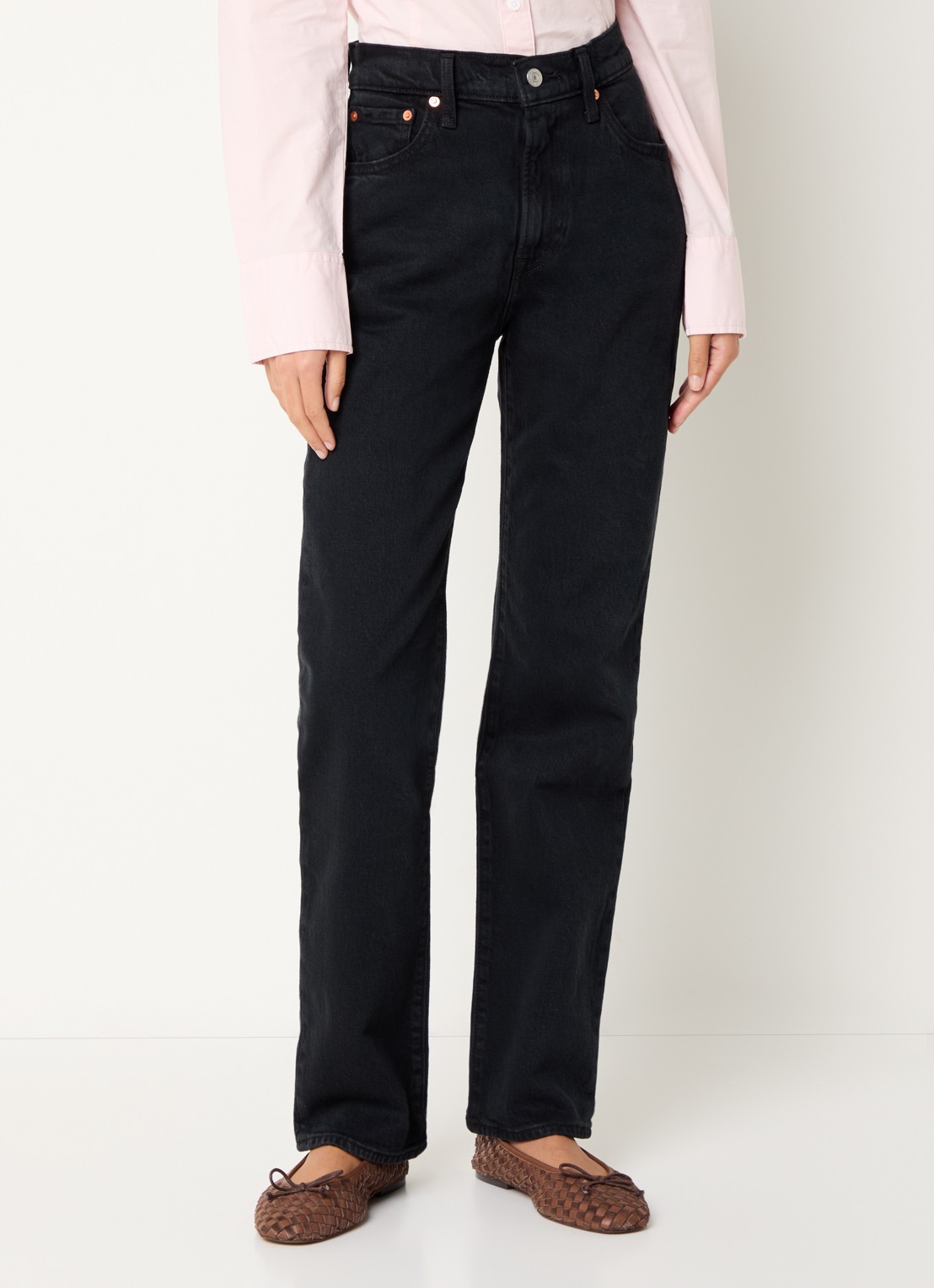 Levi's Ribcage high waist slim fit jeans met gekleurde wassing - detail 3 zwart