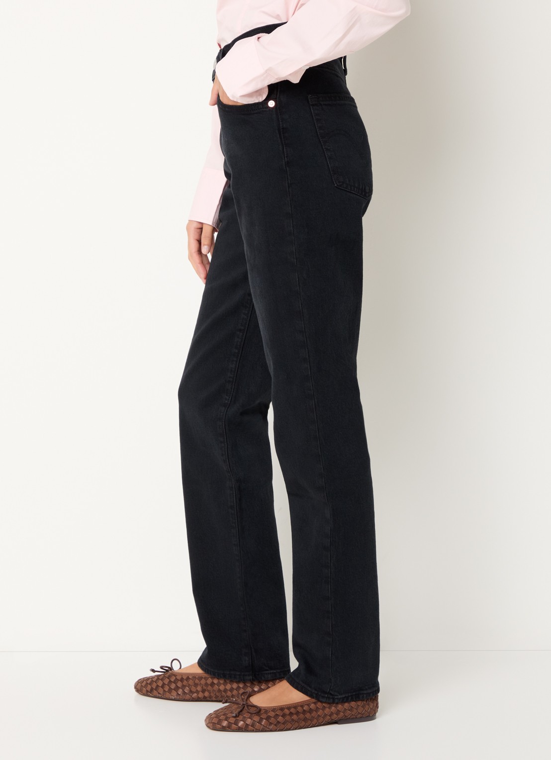 Levi's Ribcage high waist slim fit jeans met gekleurde wassing - detail 4 zwart