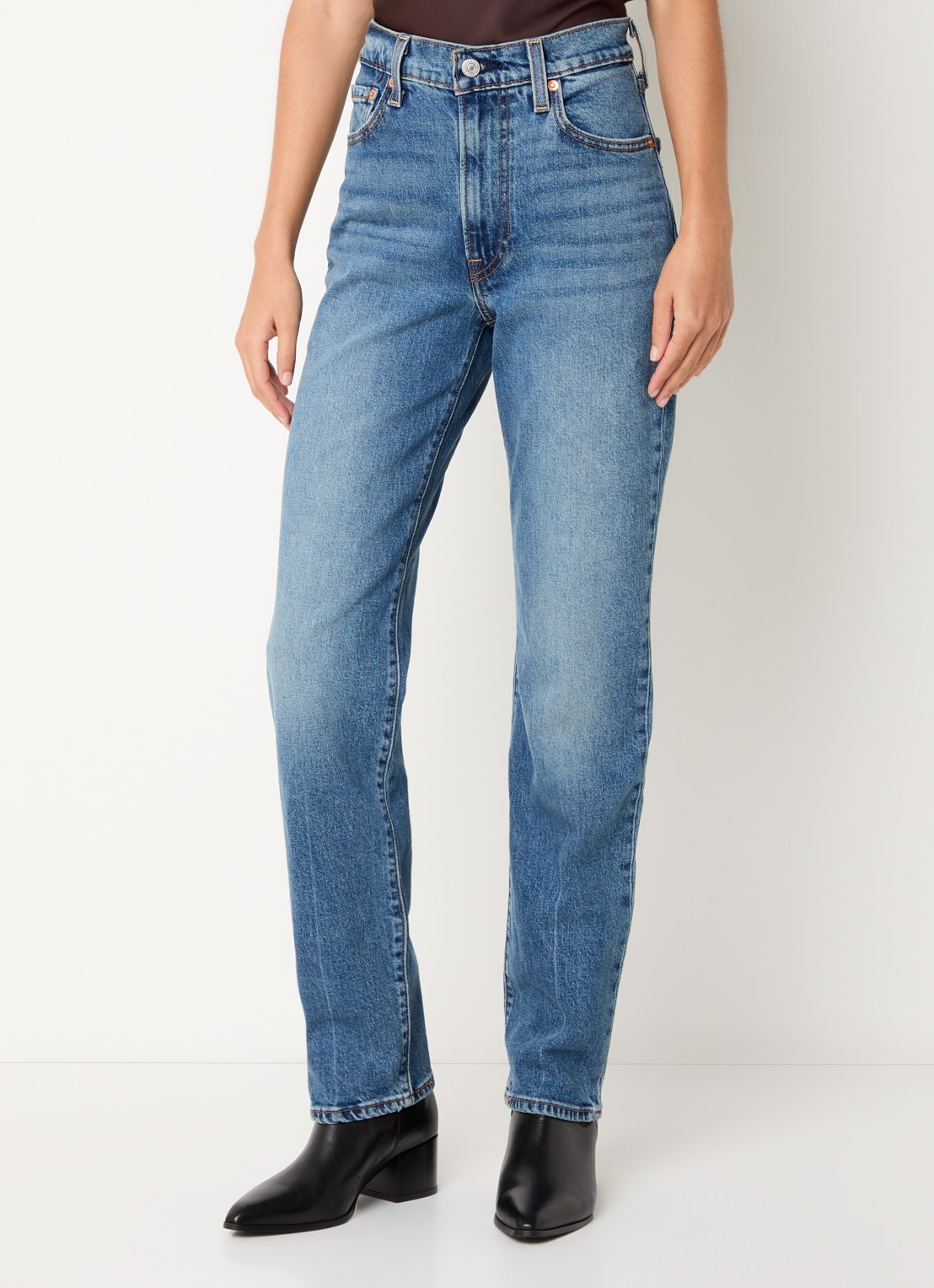 Levi's Ribcage high waist slim fit jeans met medium wassing - detail 4 indigo
