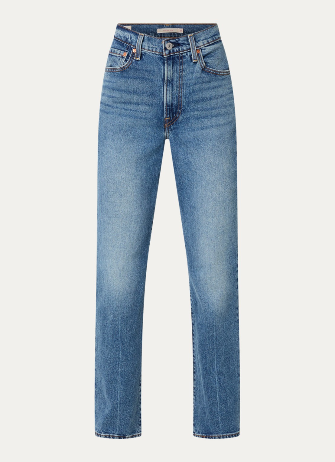 Levi's Ribcage high waist slim fit jeans met medium wassing - voorkant indigo