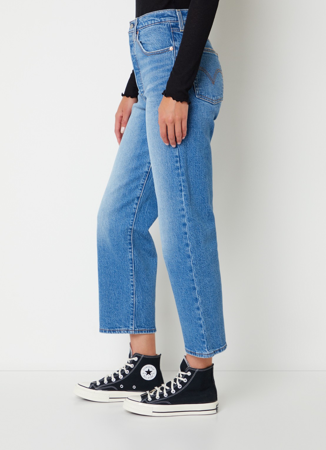 Levi's Ribcage high waist straight leg cropped jeans met medium wassing - detail 3 indigo