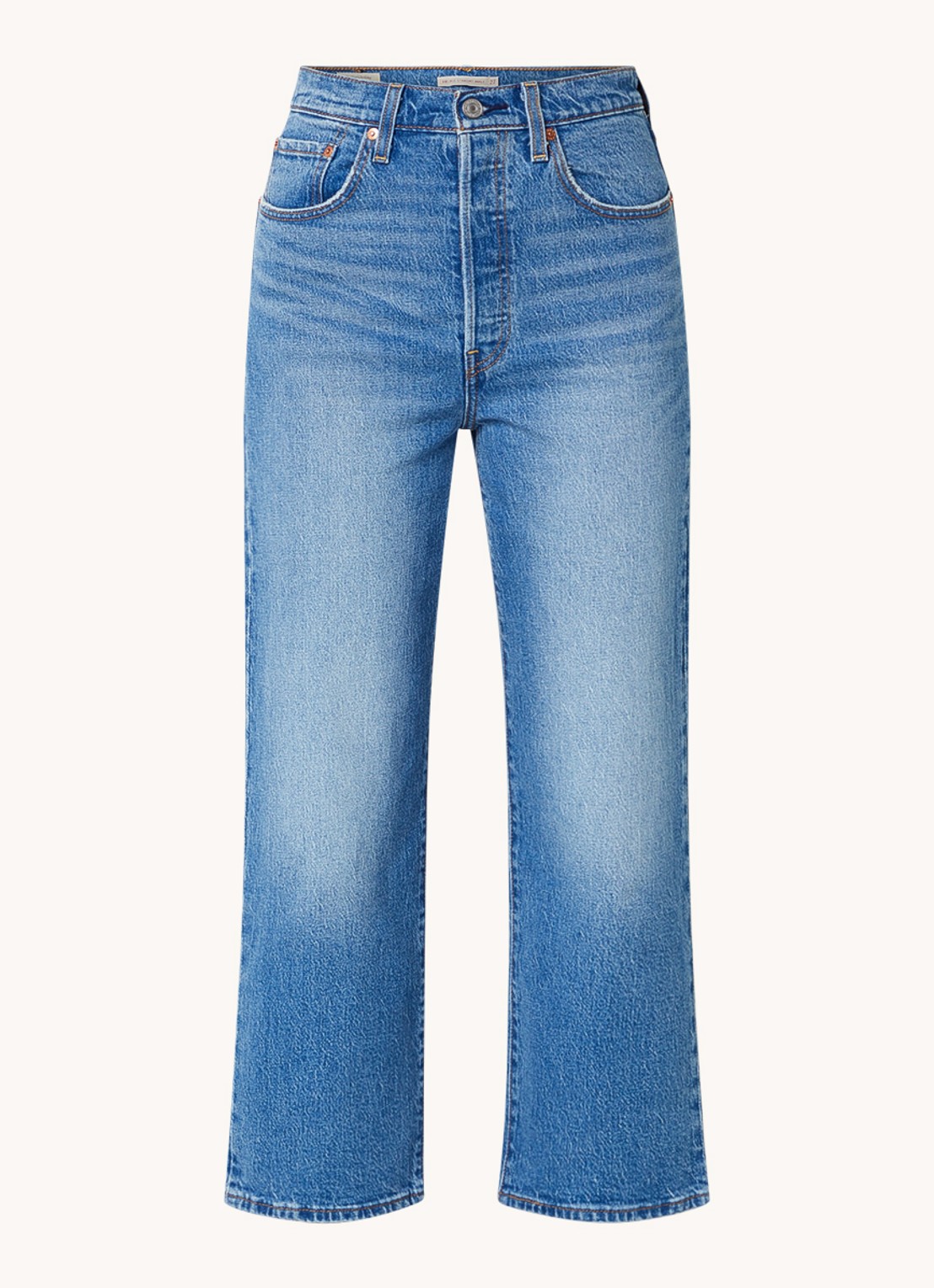 Levi's Ribcage high waist straight leg cropped jeans met medium wassing - voorkant 4 indigo