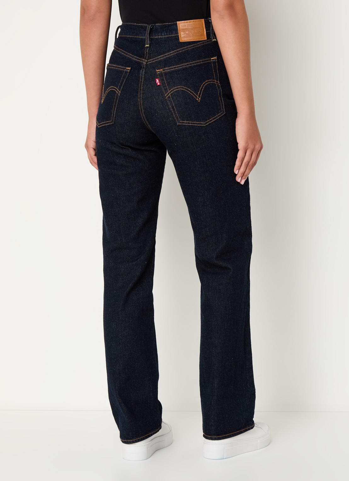 Levi's Ribcage high waist straight leg jeans met donkere wassing  - achterkant 3 indigo