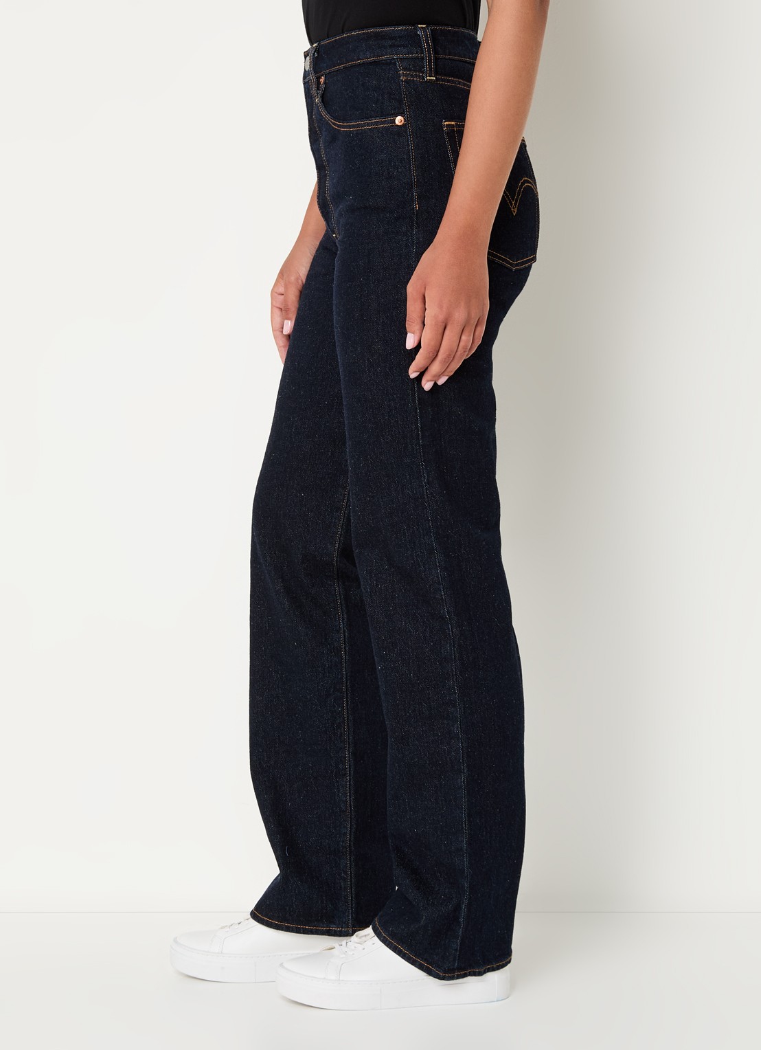 Levi's Ribcage high waist straight leg jeans met donkere wassing  - detail 5 indigo