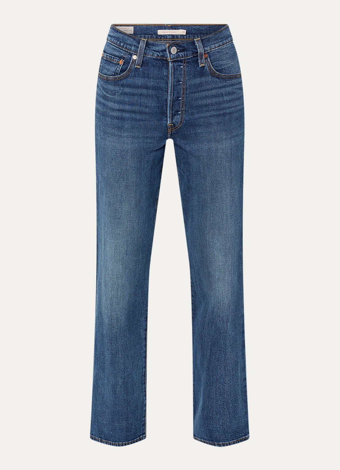 Levi's Ribcage high waist straight leg jeans met medium wassing - voorkant indigo