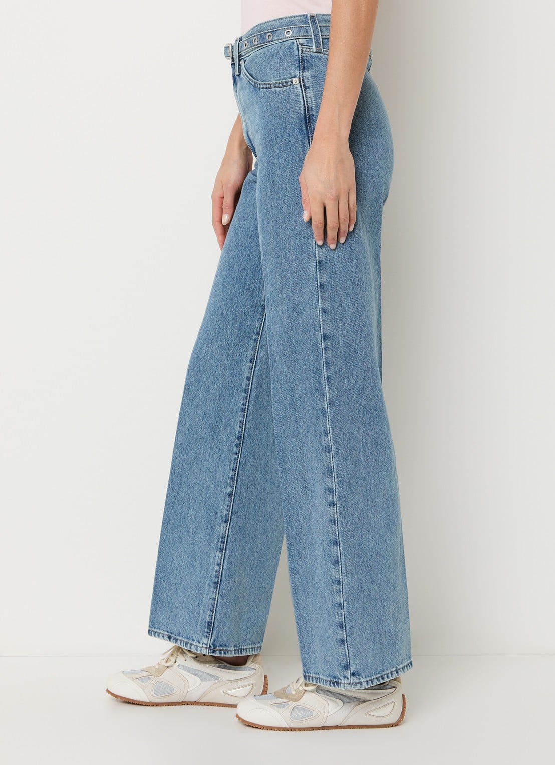 Levi's Ribcage high waist wide jeans met medium wassing - detail 4 indigo