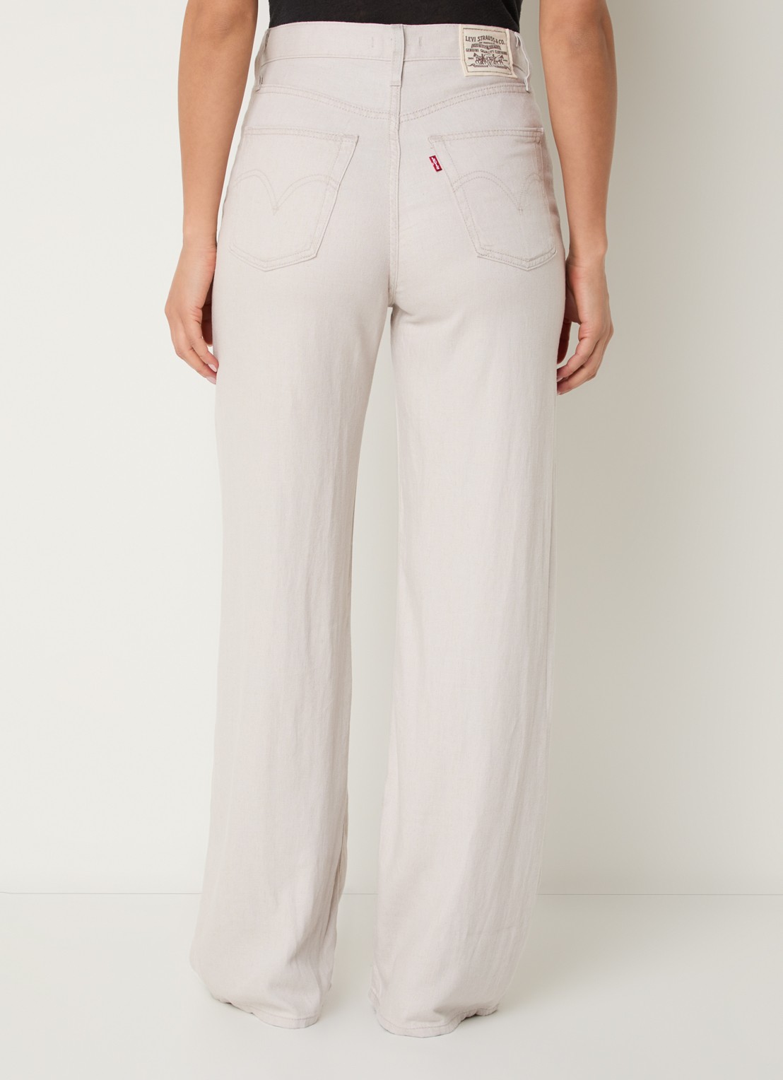 Levi's Ribcage high waist wide leg jeans in linnenblend - achterkant 5 lichtgrijs