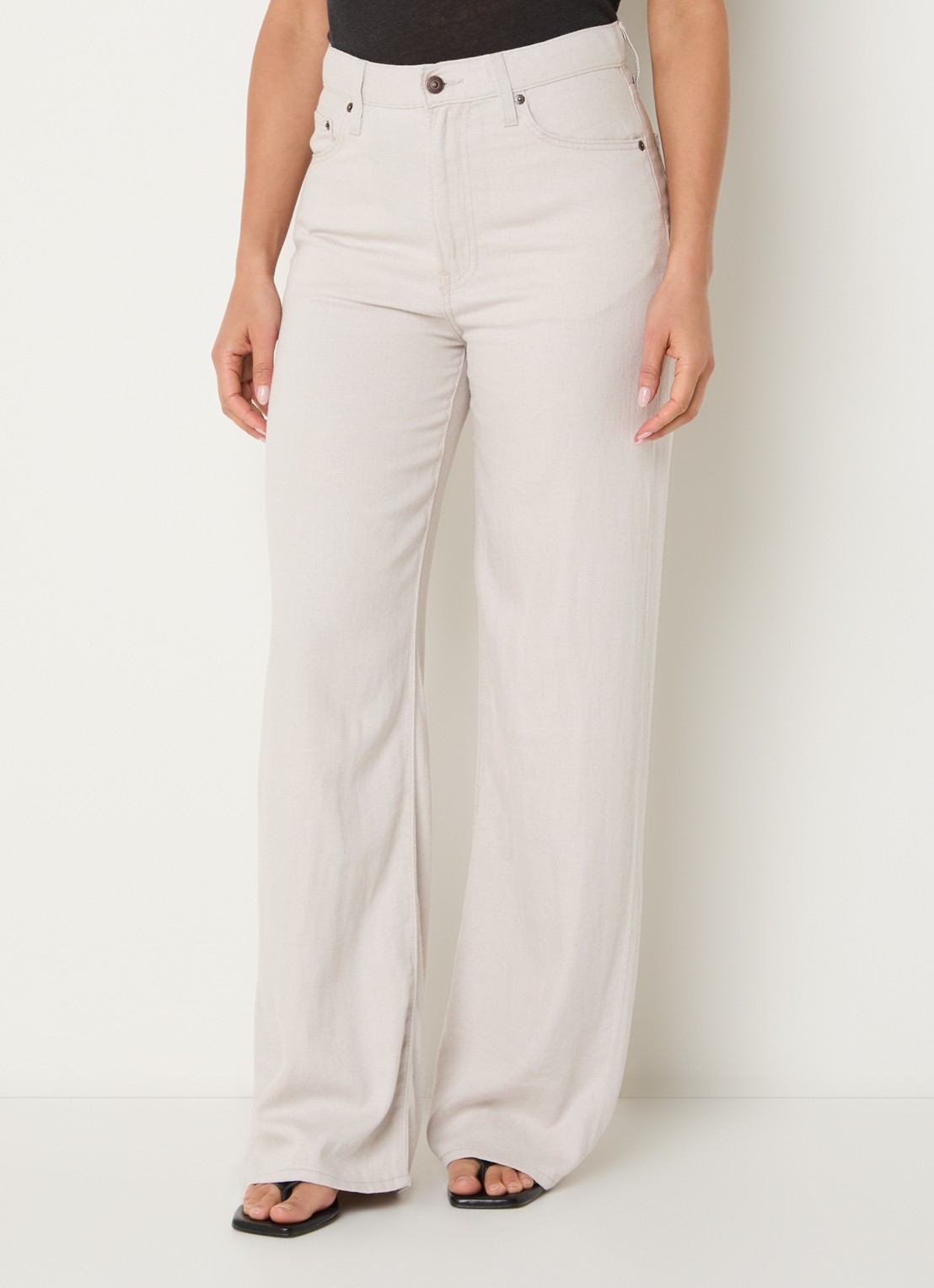 Levi's Ribcage high waist wide leg jeans in linnenblend - detail 3 lichtgrijs