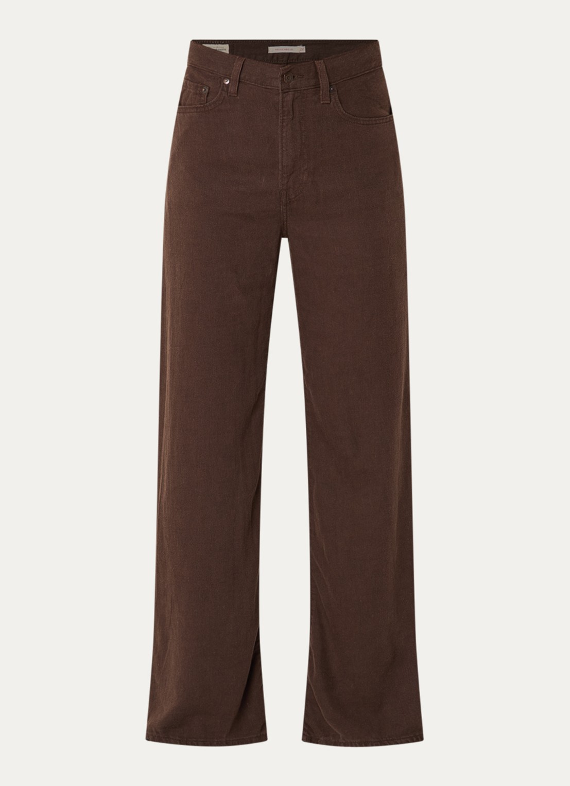 Levi's Ribcage high waist wide leg jeans in linnenblend - voorkant donkerbruin