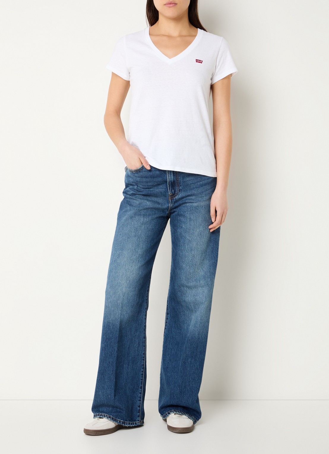 Levi's Ribcage high waist wide leg jeans met steekzakken - voorkant 2 indigo
