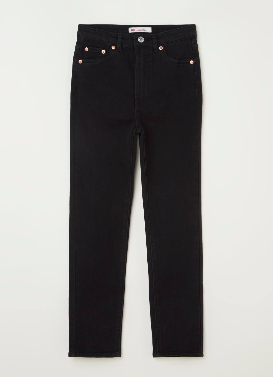 Levi's Ribcage straight leg jeans met stretch - voorkant zwart